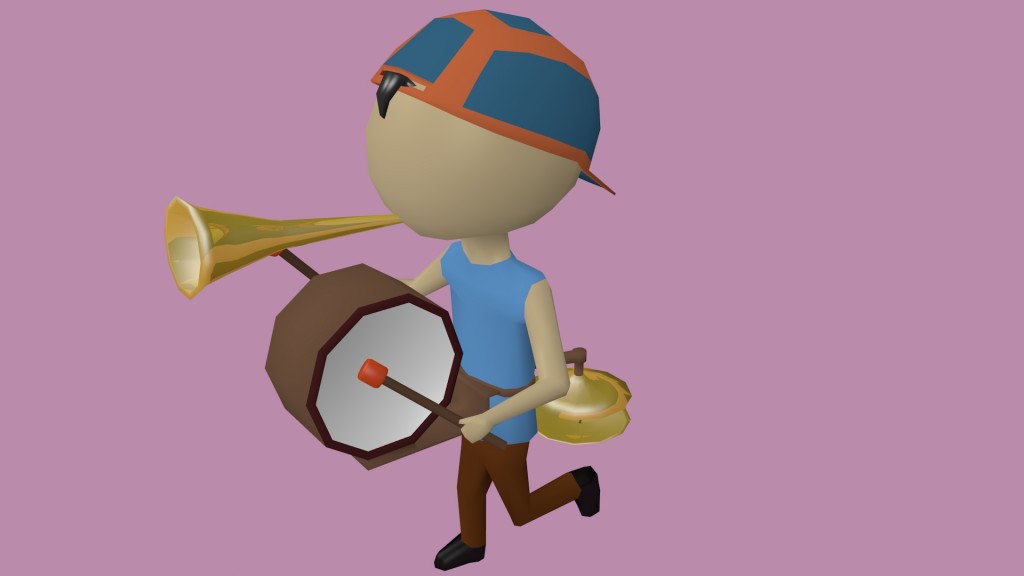 Low Poly one man band preview image 2